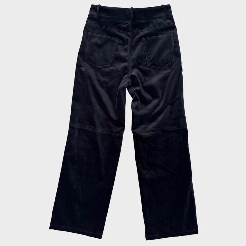 ZARA Womens Medium Black Velvet Wide Leg Velour Pants
